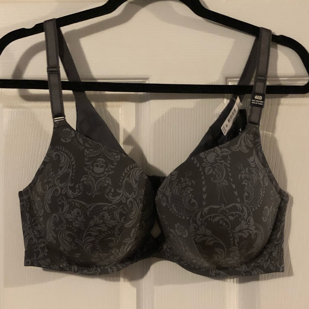 Torrid Push-Up Plunge 360° Back Smoothing Bra, 40D, grey damask